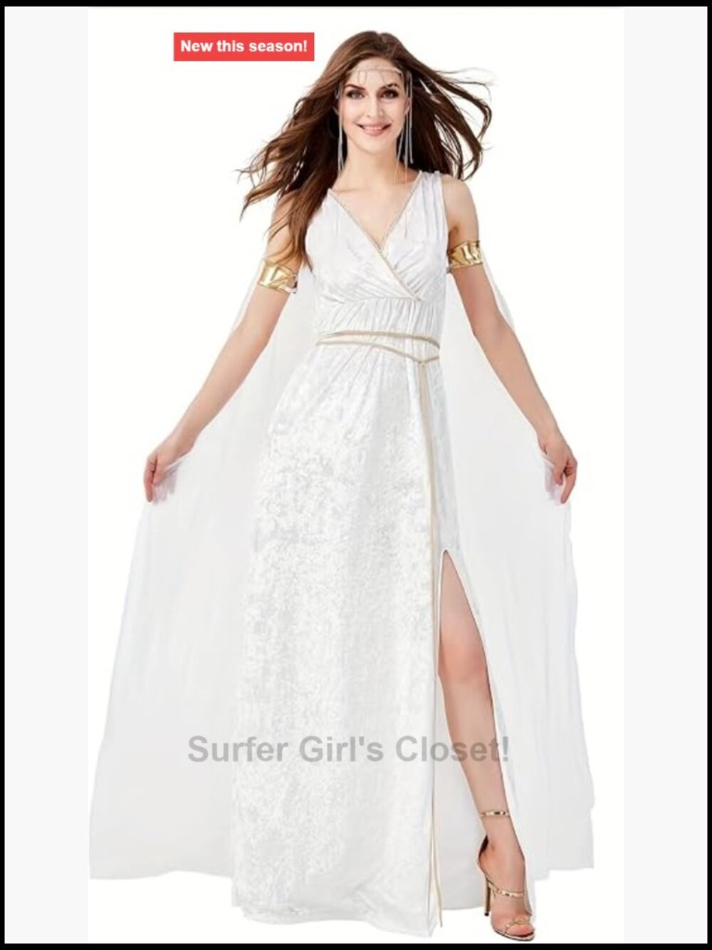 Sexy Greek Goddess Halloween Costume Sleeveless Toga Dress Cosplay